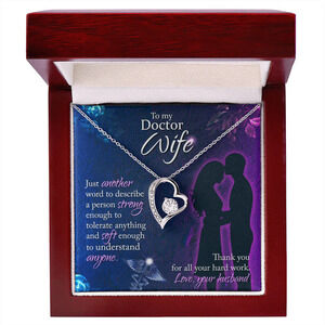 Just Another Word Nurse Forever Love CZ Heart Necklace Yellow Gold Standard Box